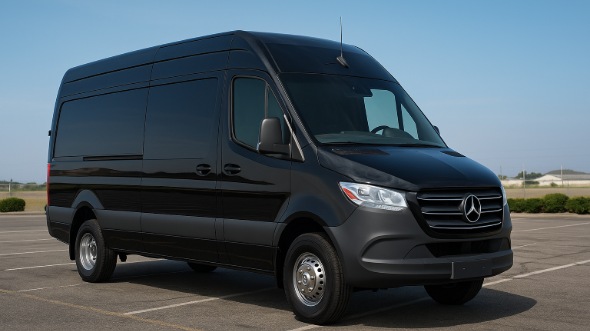 Exterior of Charter Bus Company Castle Rock's 14 Passenger Sprinter Limousine in Castle Rock
