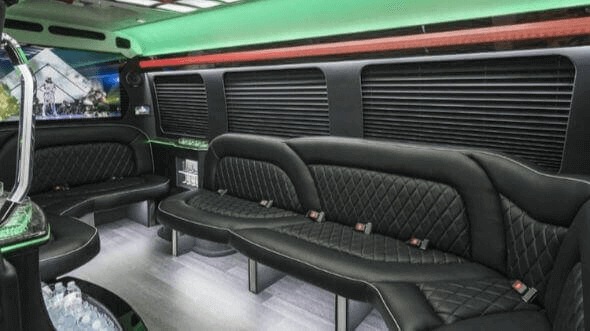 Interior of Charter Bus Company Arvada's 18 Passenger Party Bus in Arvada