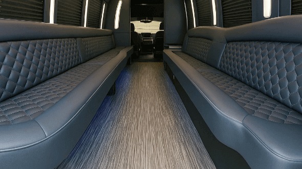 Interior of Charter Bus Company Arvada's 20 Passenger Party Bus in Arvada