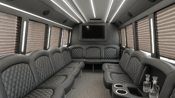 Interior of Charter Bus Company Highlands Ranch's 20 Passenger Party Bus in Highlands Ranch