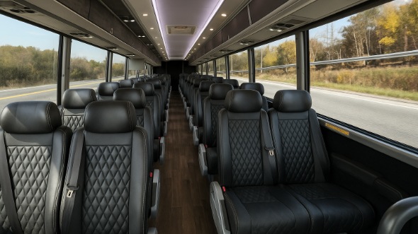 Interior of Charter Bus Company Centennial's 28 Passenger Minibus in Centennial