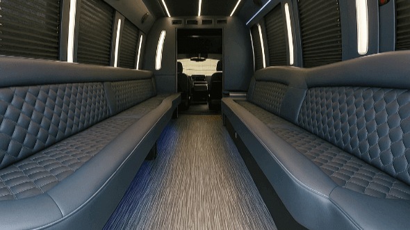 Interior of Charter Bus Company Arvada's 28 Passenger Party Bus in Arvada