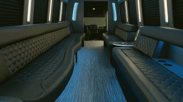 Interior of Charter Bus Company Aurora's 28 Passenger Party Bus in Aurora