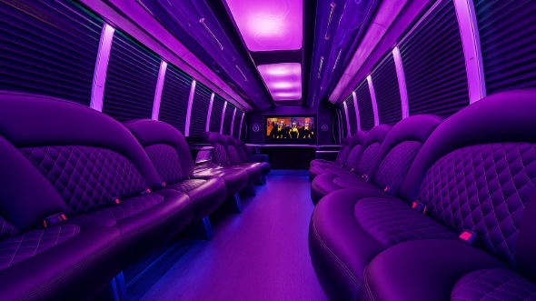 Interior of Charter Bus Company Commerce City's 28 Passenger Party Bus in Commerce City