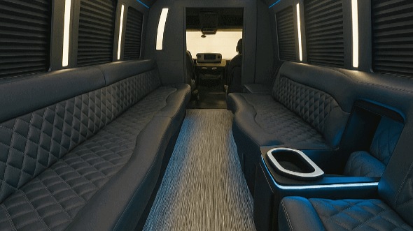 Interior of Charter Bus Company Thornton's 30 Passenger Party Bus in Thornton