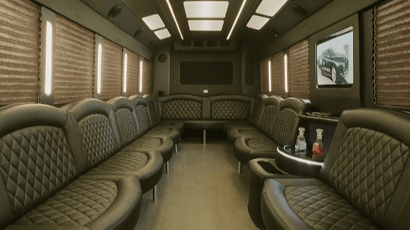 Interior of Charter Bus Company Arvada's 40 Passenger Party Bus in Arvada