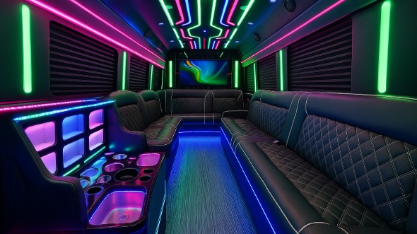 Interior of Charter Bus Company Commerce City's 40 Passenger Party Bus in Commerce City