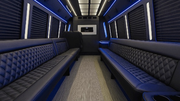 Interior of Charter Bus Company Castle Rock's 50 Passenger Party Bus in Castle Rock