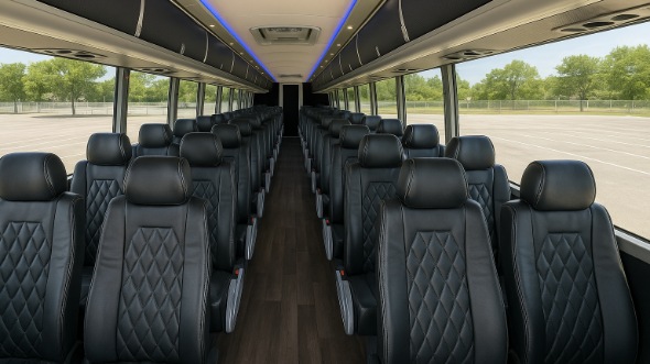 Interior of Charter Bus Company Centennial's 51 Passenger Charter Bus in Centennial
