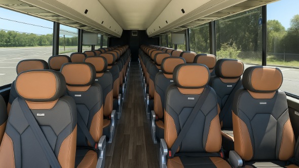 Interior of Charter Bus Company Centennial's 56 Passenger Charter Bus in Centennial