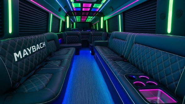 centennial 28 passenger party bus interior